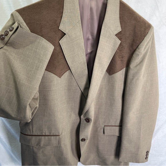 Circle S Western Cowboy Jacket Men 44R Classic Dallas Texas Two Tone Tan Blazer - Picture 6 of 16